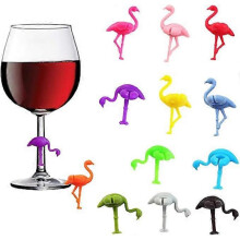 Wine Glass Charm Drink Markers 12 Pack Cute Flamingo Glass Logos for Wine Tasting Parties Love Reusable