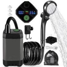 Outdoor Portable Shower 6000mAh Battery, LED Display, Filter Shower Head, Adjustable Water Settings, Mesh Storage Bag