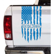 We The People Distressed American USA  Flag Truck Tailgate Vinyl Decal Preamble of The US Constitution Decal Compatible