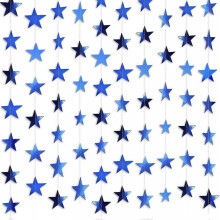 130 Feet Blue Star Garland Hanging Glitter Paper Banner Streamer Star Themed Party Decorations, Reach The Star Bunting