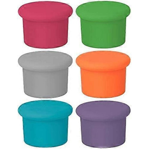 Silicone Wine Stoppers - Seals On Bottles - Reusable Beer Caps - Wine (6-Pack, Multicolor) 1