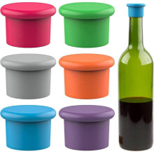 Silicone Wine Stoppers - Seals On Bottles - Reusable Beer Caps - Wine (6-Pack, Multicolor)