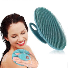 Soft Silicone Body Cleansing Brush Shower Gel, Gentle Exfoliation and Massage for All Skin Types (Dark Green)