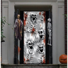 3D Design Horror Skeleton Door Cover for Halloween Skeleton Door, Window and Wall Cover Indoor Outdoor
