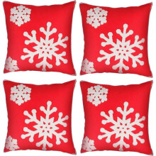 4-Pack Christmas Pillowcase Embroidered Snowflake Pillowcase Canvas Cotton Decorative Pillowcase