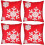 4-Pack Christmas Pillowcase Embroidered Snowflake Pillowcase Canvas Cotton Decorative Pillowcase 1