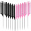 12-Pack Braid Parting, Rat Tail Tail Tail Teaser Comb with Stainless Steel Tail (Pink+Black) 1