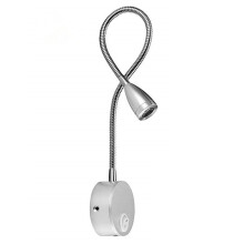 led bedside reading light with flexible gooseneck brushed silver 3w