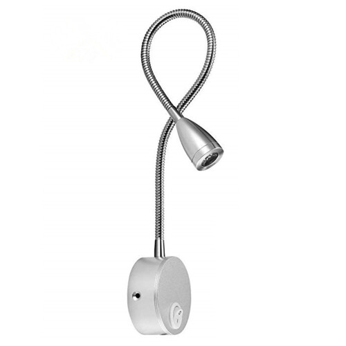 led bedside reading light with flexible gooseneck brushed silver 3w