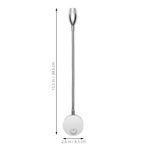 led bedside reading light with flexible gooseneck brushed silver 3w 1