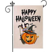 Halloween Garden Flag 12.5 x 18 Inch Double-Sided Burlap Fall Pumpkin Garden Flag