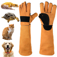 Animal Handling Gloves 45CM Bite Proof Durable Bite Resistant Bathing Grooming Multipurpose Animal Grabbing Yellow