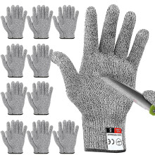 10 Pair Large Cut Resistant Gloves Level 5 M Size for Kids & Adults Food Grade Safety Gloves for Meat Cutting