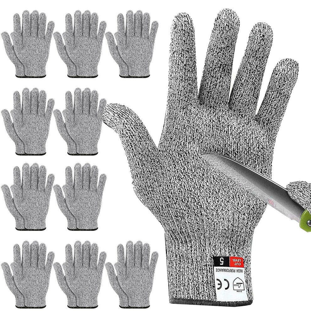 10 Pair Large Cut Resistant Gloves Level 5 M Size For Kids & Adults Food Grade Safety Gloves For Meat Cutting 9354506858391