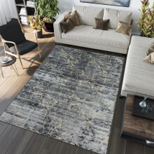 (Grey Silver, 160x230) Marbled Design Rug Carpets Super soft Non Slip Living Room Bedroom Washable Rugs