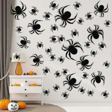 Halloween Wall Decor Spider Decor Stickers Halloween Decor Home Wall Showcase, 48 Pieces