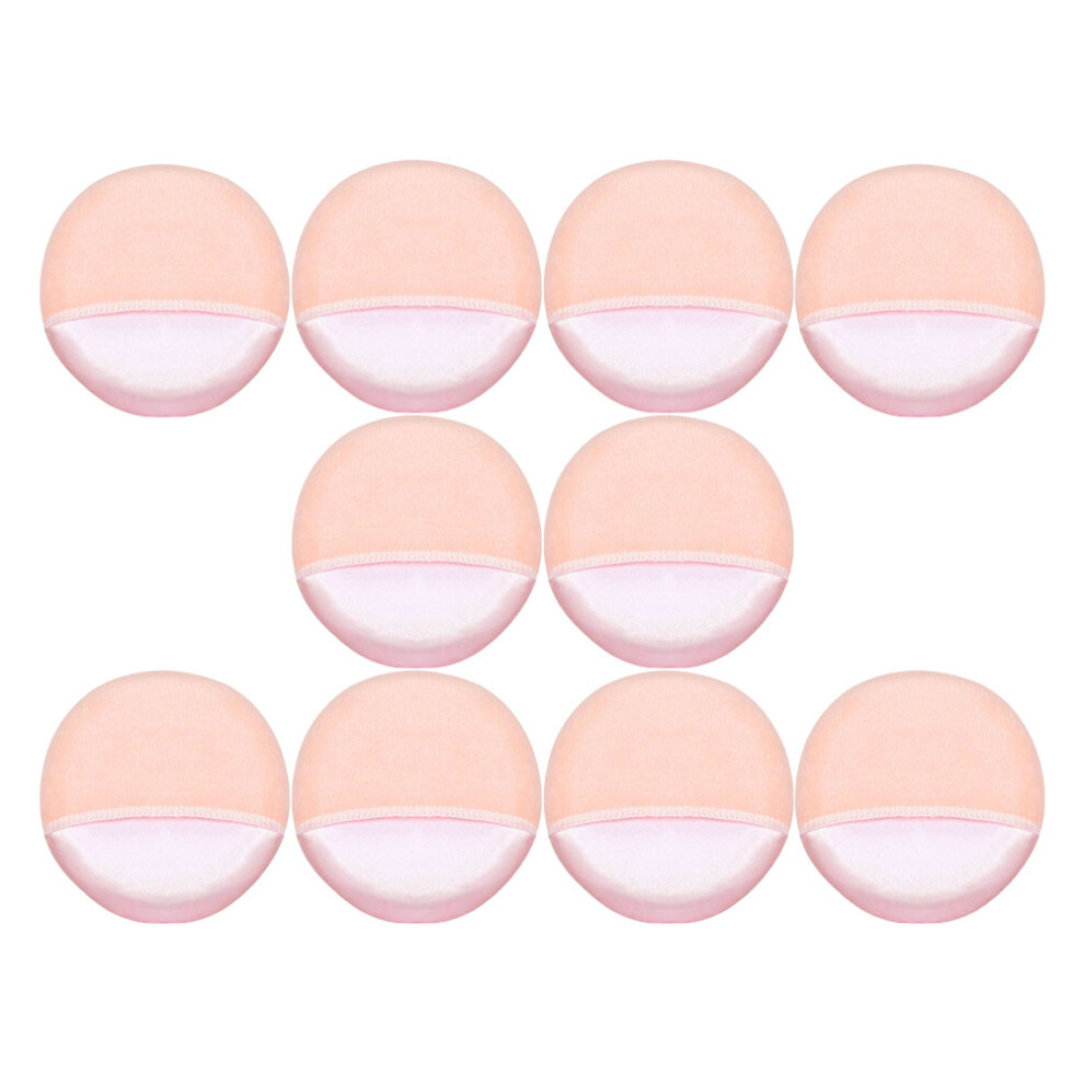 Ohphcall Pink 10Pcs Cosmetic Powder Puffs Soft Rounded Makeup Pads For Girls