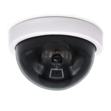 Fake Security Camera 4-Pack, LED Blinking Light Dome Dummy Cameras, Indoor Outdoor Use, White, Home Office