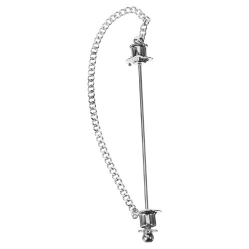 1set Silver Collar Pin With Chain For Men In Copper For 2