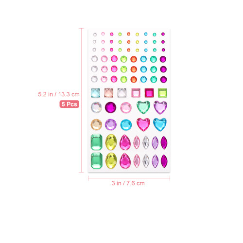 5 self-adhesive acrylic rhinestone sheets assorted colors shapes 1