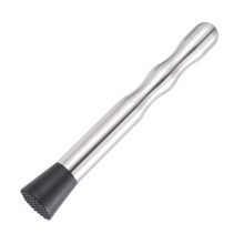 stainless steel ice muddler with plastic head for cocktails lemons
