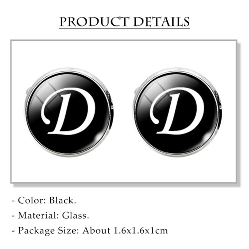 Flower Cuff Button Cufflink Glass Black 1 Pair 2