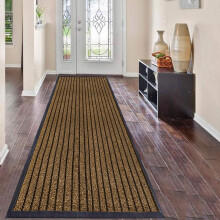 (Brown, 40CM X 60CM (SMALL MAT)) Door Mat Indoor & Outdoor, Strong PVC Rubber Backed Floor Mats, Anti Slip Washable Runner Rug for Hallways ,Heavy Duty Rubber Door Mats,