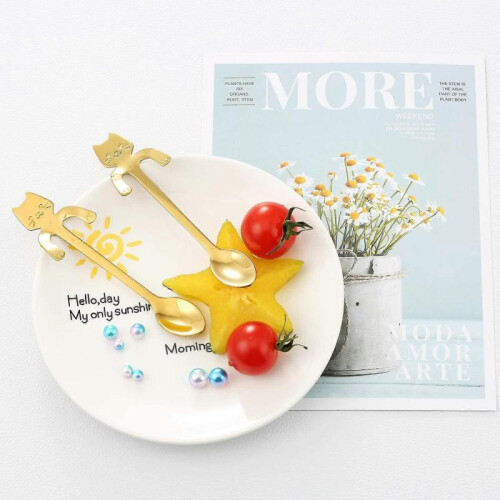Cute Cat, Coffee Spoon,Tea spoon,Stainless Steel,2 PCS 2