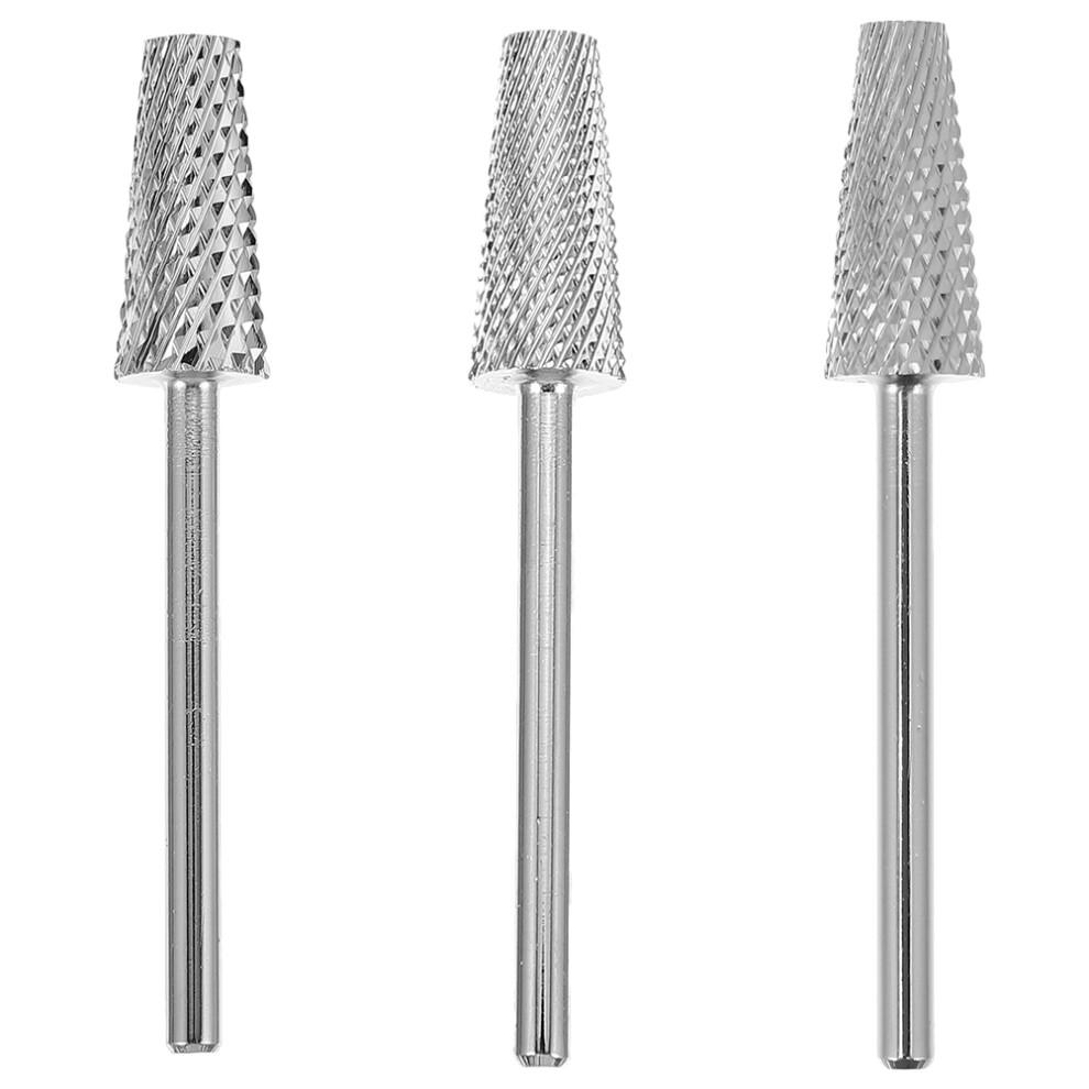 Ohphcall 3 Pcs Manicure Drill Set Nail Carbide Acrylic Bit Flat For Nails