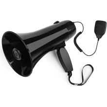 Outdoor Amplifier With Alarm And 240s Recording, Handheld Speaker With Volume Control, Clear Sound, Black