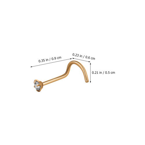 5 Pcs Nose Stud Set Studs Ring Heart Corkscrew Rings Golden 1
