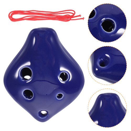 Blue Ceramic Ocarina Musical Instrument for Beginners Gift Small Size