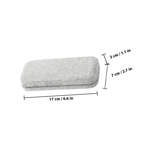 Rhinestone Car Glasses Case White Hard Shell Elegant Storage 1
