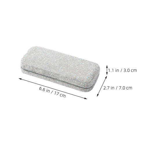 Rhinestone Car Glasses Case White Hard Shell Elegant Storage 2