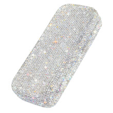 Rhinestone Car Glasses Case White Hard Shell Elegant Storage