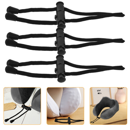 Neck Pillow Adjust Strap Black Elastic For Travel Pillow 6pcs 1