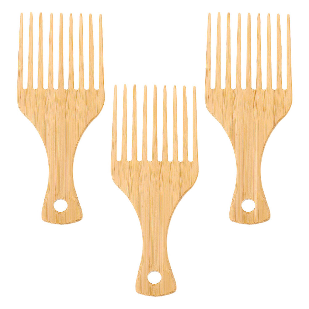 Villcase 3Pcs Wide Tooth Bamboo Hair Combs For Men Light Brown Durable Styling