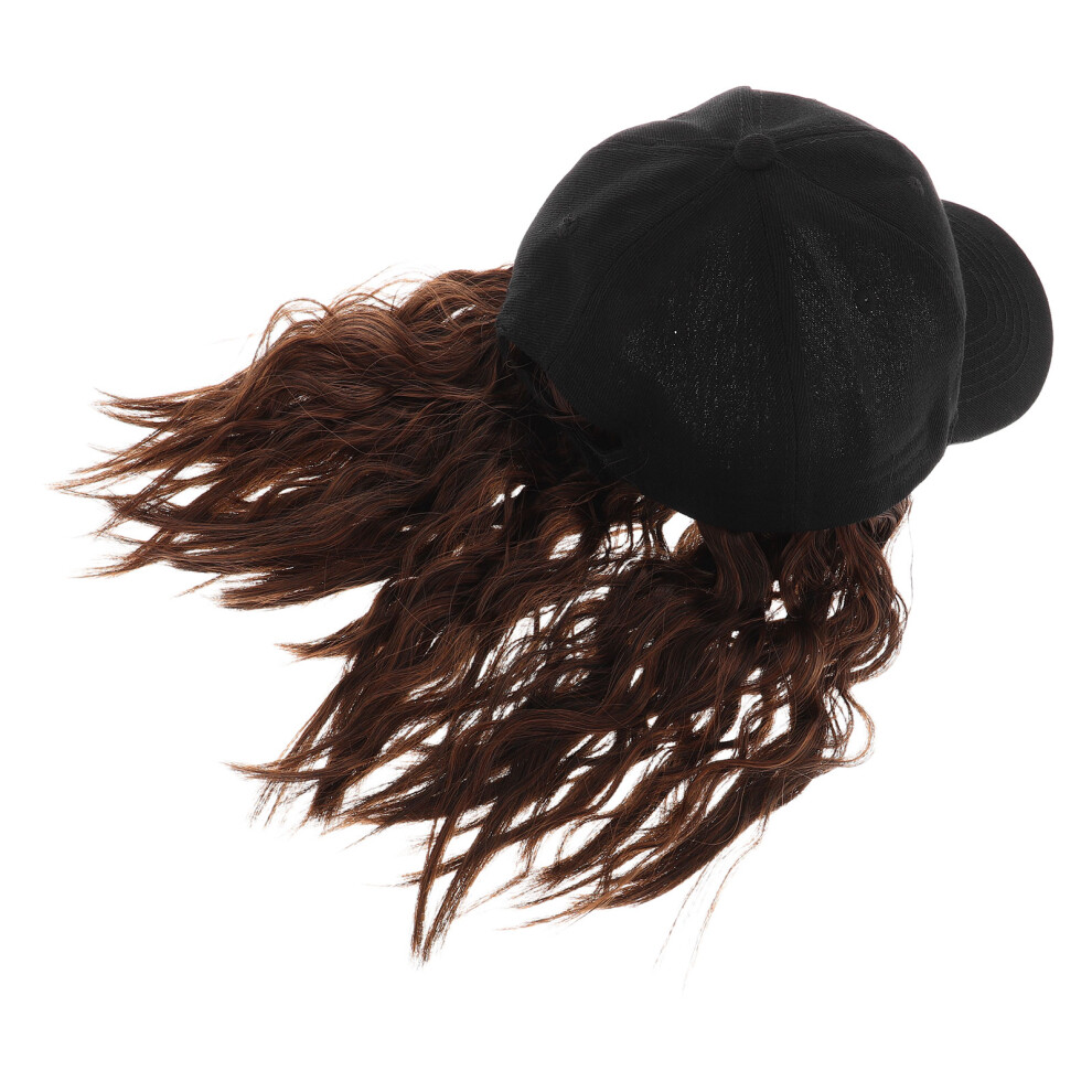Ohphcall Synthetic Wig Baseball Caps With Hair Attached Brown