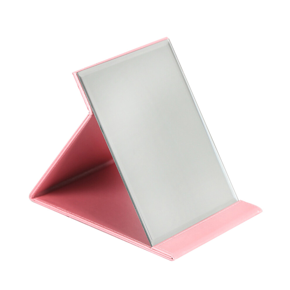Vaguelly Pink Large Pu Makeup Mirror Desktop Folding Mirror Beauty Tools