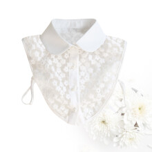 women's floral detachable cotton lace collar blouse accessory white