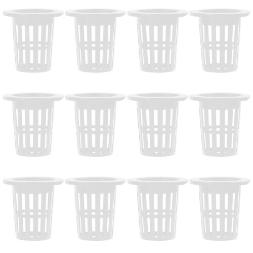 50Pcs White Hydroponic Mesh Plant Pots for Soilless Growth