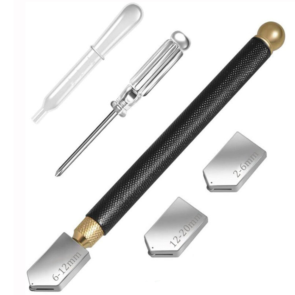 Glass Cutter 2Mm-20Mm Cutting Range, 3 Carbide Heads, For Glass Tiles Mirror Mosaic, Professional Grade 9016109009364