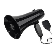 Bullhorn Megaphone Portable PA System With Detachable Handheld Microphone Black 26.5x16 Cm For Outdoor Use