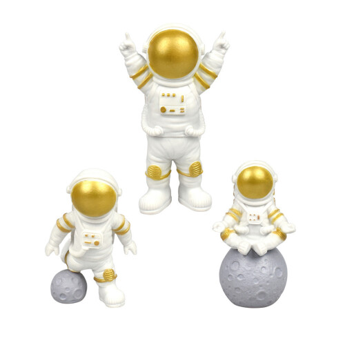 3Pièces Figurines Astronautes Résine Décor Gâteau Intérieur 2