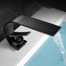 Bathroom Sink Faucet White Brass Wash Basin Mixer Tap Single-Handle Hot and Cold Waterfall Modern