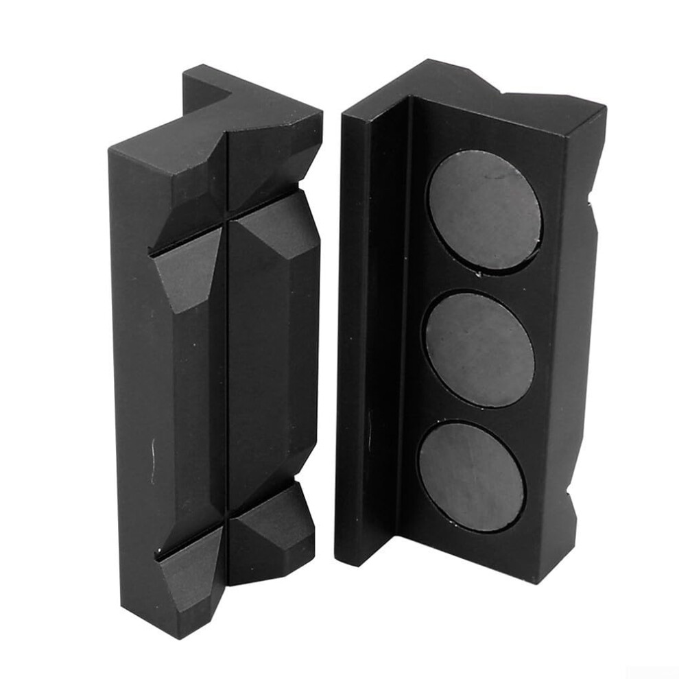 Precision Grooved Magnetic Vise Jaw Pads Black For Woodworking, Metalworking, And Plastic Work 9393856887743