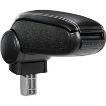 Appoggiabraccio centrale - HELLOSHOP26 - Mercedes Classe A W168 - Pelle sintetica nera - Cuciture bianche - Imbottito