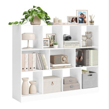 Bibliothèque ouverte - HELLOSHOP26 - 126 x 30 x 100 cm - Blanc - 8 casiers - Panneau d’aggloméré
