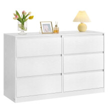 Cômoda - HELLOSHOP26 - 6 gavetas - Branco - 40 x 119,4 x 75 cm - Móvel de armazenamento