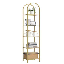 Biblioteca - HELLOSHOP26 - 5 níveis - Vidro temperado - Aço dourado - 30,2 x 40 x 183,5 cm